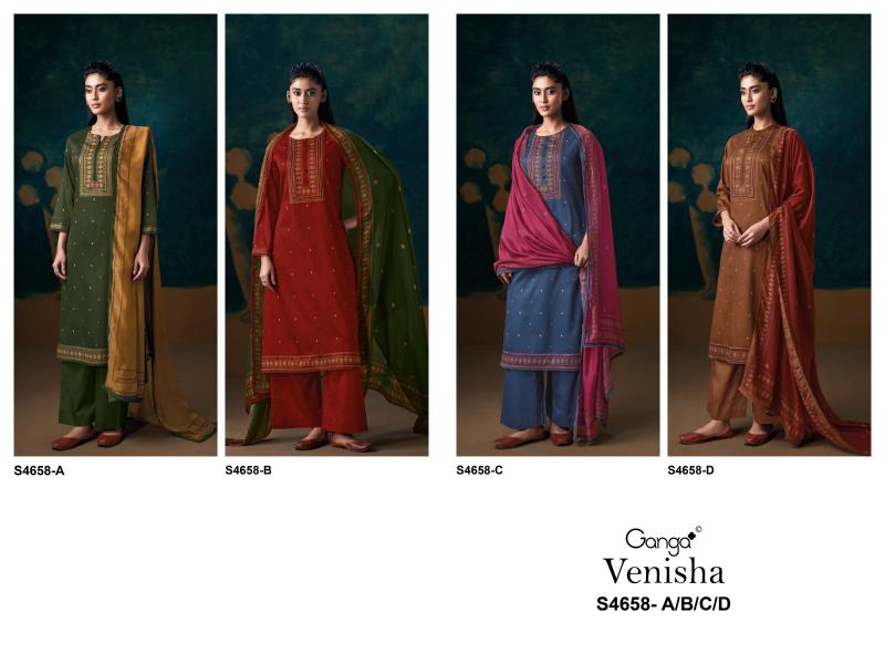 Ganga venisha 4658 wholesale pashmina dress material
